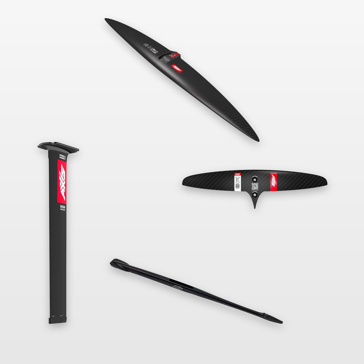 AXIS Wind Foil Package ART V2 1099, SURF SKINNY 340/50 / Power Carbon High Modulus 90cm: every part in the package