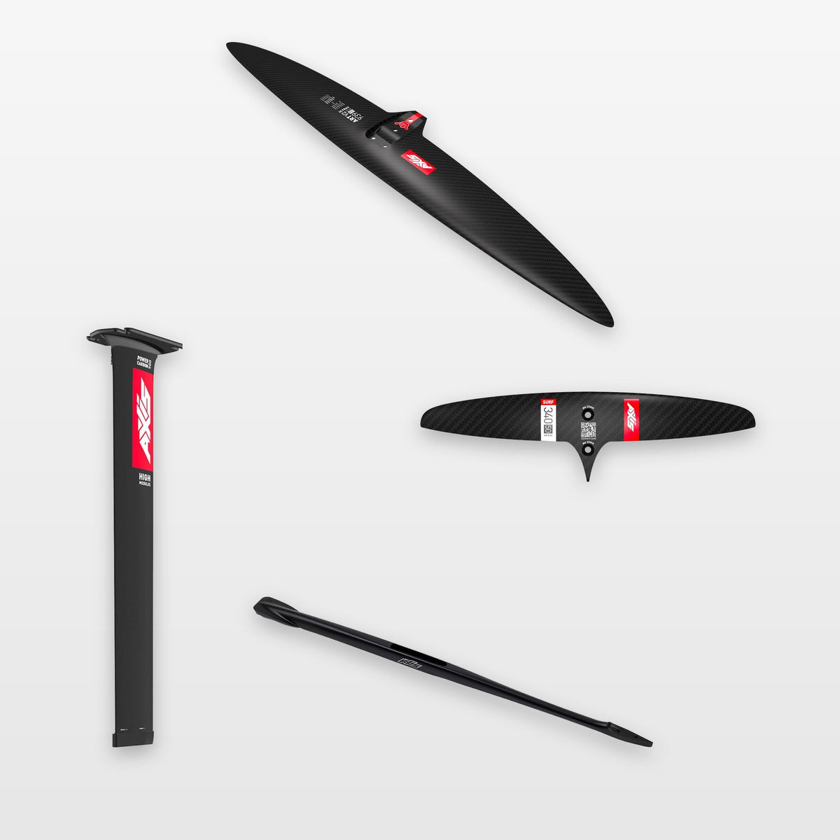 AXIS Wind Foil Package ART V2 939, SURF SKINNY 340/50 / Power Carbon High Modulus 90cm: every part in the package