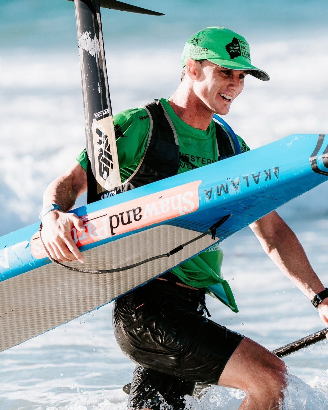 Kai Thompson wins the Sunset Surfski Series downwinder at WA Race Week