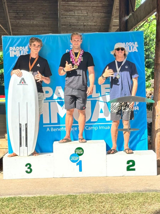 Michael Scholes wins the wing foil division at the Paddle Imua 2026