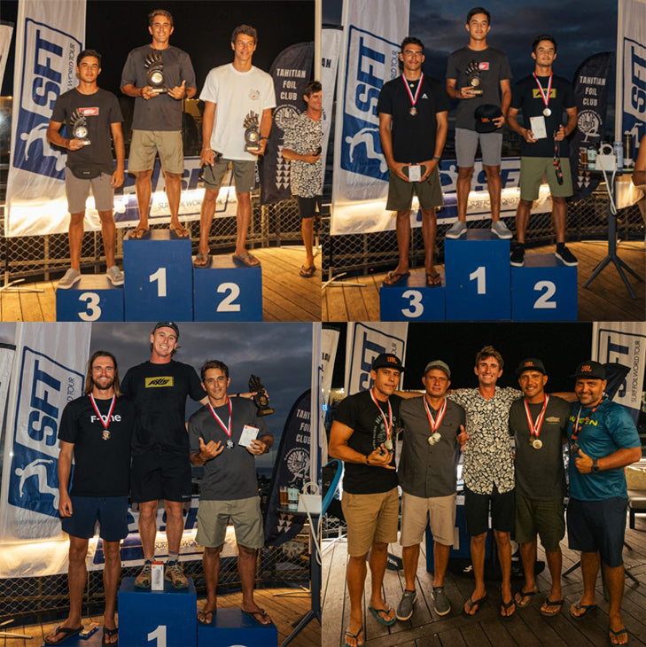 Tahiti Foil Festival: Kai Thompson first and Raiarii Fadier second in downwind