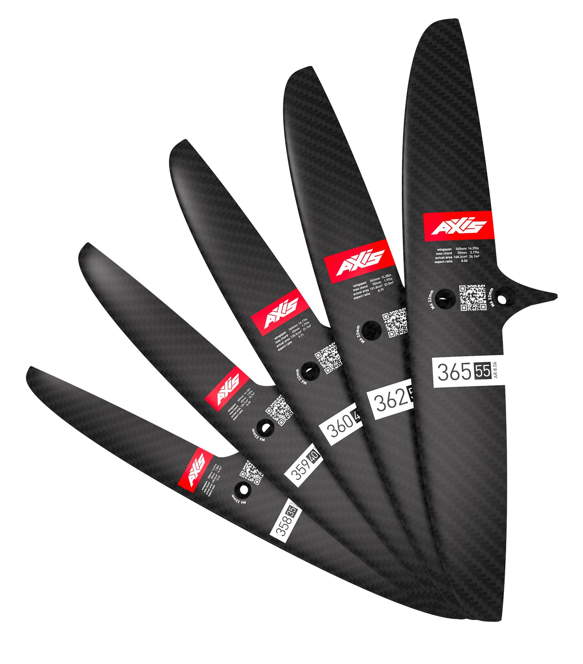 AXIS Foils SKINNY - 365/55 Carbon Rear Hydrofoil wing