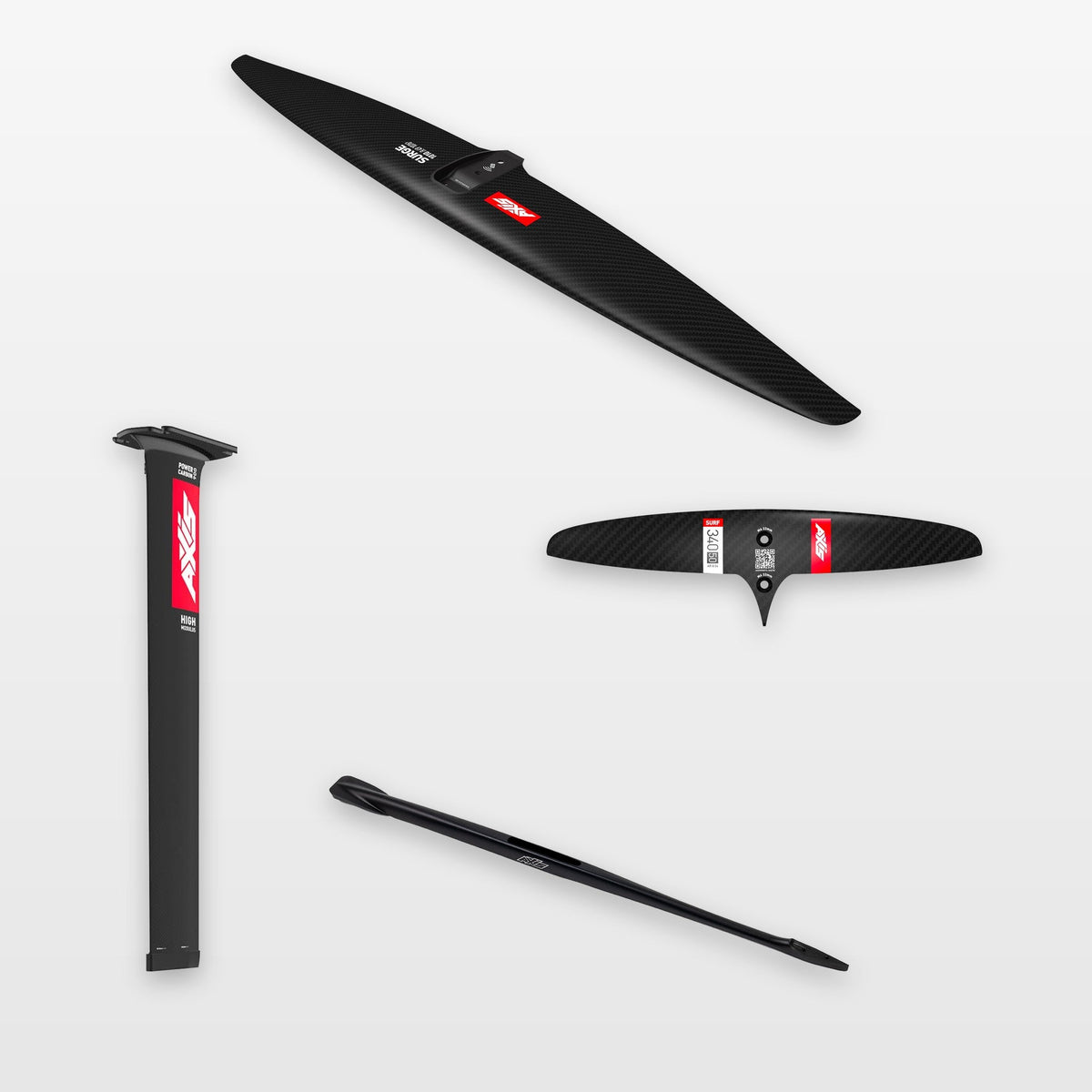AXIS Wind Foil Package Surge 1010, SURF SKINNY 340/50 / Power Carbon High Modulus 90cm: every part in the package