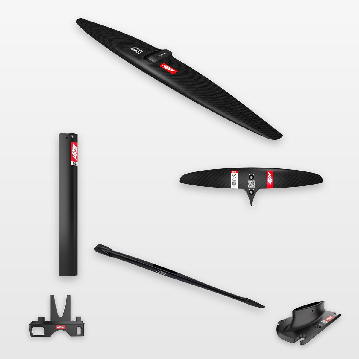 AXIS Wind Foil Package Surge 1010, SURF SKINNY 340/50 / 19mm aluminium 90cm: every part in the package