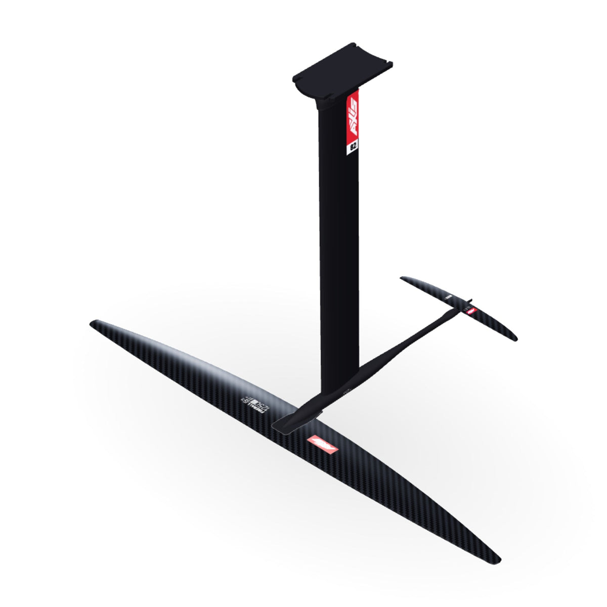 AXIS Downwind Foil Package Fireball 1250, SKINNY 358/35 / 19mm aluminium 82cm: 3D render of the assembled foil, from above